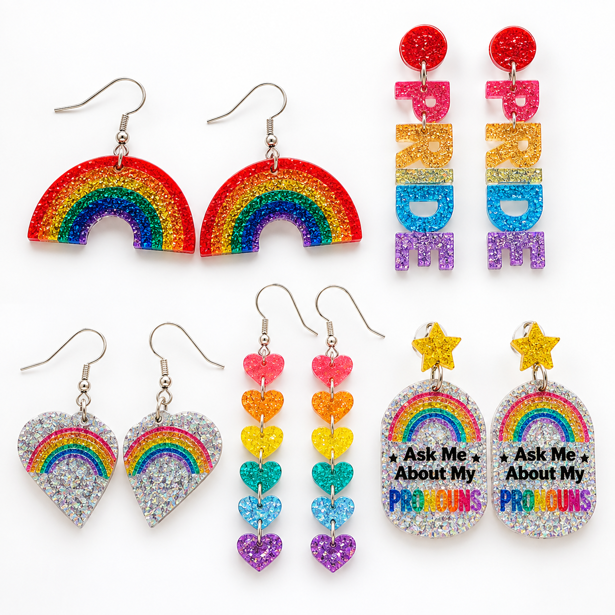 Aretes LGBT en resina